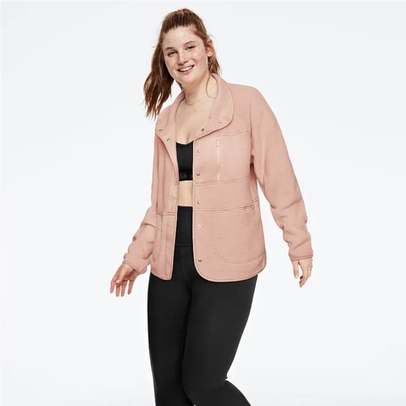 Victoria’s Secret PINK Polar Fleece Jacket Misty Rose Large NEW - Picture 1 of 4